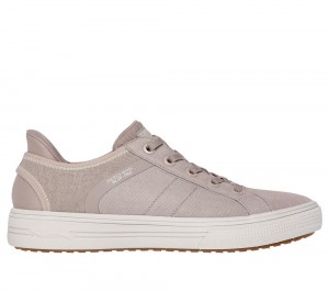 Men Skechers Slip-ins: Arch Fit Arcade - Good 2 See Ya Sneakers Natural White USA | 7659-ULSKJ