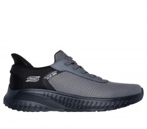 Men Skechers Slip-ins: BOBS Sport Squad Chaos Sneakers Dark Grey USA | 8723-SQMHY