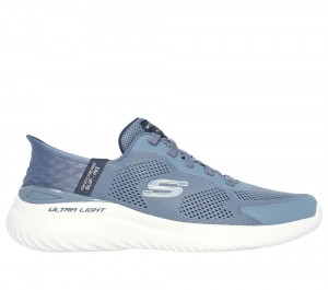 Men Skechers Slip-ins: Bounder 2.0 - Emerged Slip On Shoes Slate Light Navy Blue USA | 2164-YZAWD