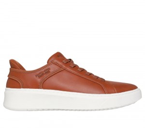 Men Skechers Slip-ins: Court Break - Double Vented Hands Free Slip Ins Cognac Brown USA | 0165-PUIEL