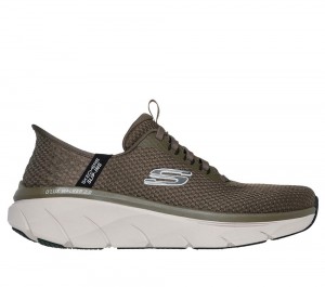 Men Skechers Slip-ins: D'Lux Walker 2.0 - Taurrel Slip On Shoes Olive USA | 9310-PQCOT