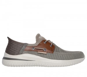 Men Skechers Slip-ins: Delson 3.0 - Roth Hands Free Slip Ins Green USA | 7618-ISFDR