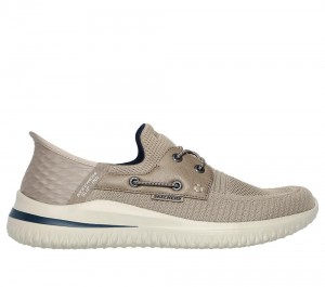 Men Skechers Slip-ins: Delson 3.0 - Roth Slip On Shoes Taupe Brown USA | 7921-GBFAJ
