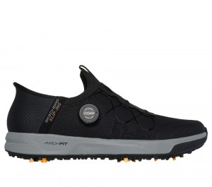 Men Skechers Slip-ins: GO GOLF Elite Vortex Slip On Shoes Black / Grey USA | 7812-XVFNT
