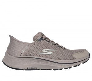 Men Skechers Slip-ins: GO RUN Consistent - Empowered Slip On Shoes Natural White USA | 8570-KMNSB