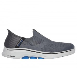 Men Skechers Slip-ins: GO WALK 7 - Easy On 2 Slip On Shoes Charcoal / Blue USA | 4235-CEPMA