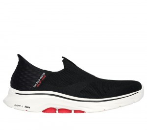 Men Skechers Slip-ins: GO WALK 7 - Easy On 2 Hands Free Slip Ins Black / White USA | 9263-KCYBZ