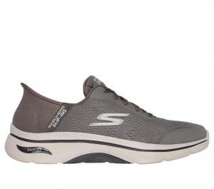 Men Skechers Slip-ins: GO WALK AF 2.0 - Simplicity 2 Slip On Shoes Brown USA | 0365-LINOJ