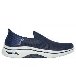 Men Skechers Slip-ins: GO WALK Arch Fit 2.0 Slip On Shoes Navy USA | 7984-BGEKV