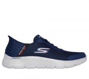 Men Skechers Slip-ins: GO WALK Flex - Hands Up Slip On Shoes Navy USA | 8571-RHGVP
