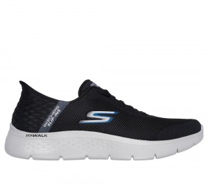 Men Skechers Slip-ins: GO WALK Flex - Hands Up Slip On Shoes Black / Grey USA | 8346-XHQGD