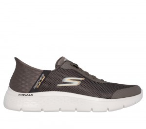 Men Skechers Slip-ins: GO WALK Flex - Hands Up Hands Free Slip Ins Brown USA | 3078-CZIWS
