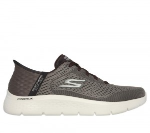 Men Skechers Slip-ins: GO WALK Flex - New World Sneakers Brown USA | 7832-JDMKP
