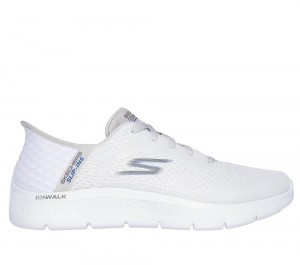 Men Skechers Slip-ins: GO WALK Flex - New World Lace Up White / Gray USA | 1280-PCYZD