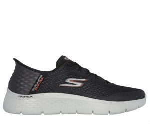 Men Skechers Slip-ins: GO WALK Flex - New World Hands Free Slip Ins Black / Orange USA | 4893-HWMUS