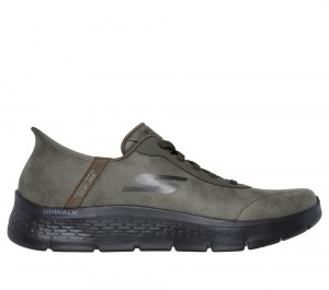 Men Skechers Slip-ins: GO WALK Flex - Smooth Motion Sneakers Olive USA | 0681-SHKWG
