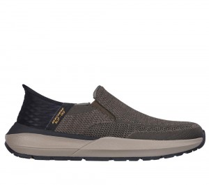 Men Skechers Slip-ins: Neville - Rovelo Hands Free Slip Ins Olive / Black USA | 5184-AICLM