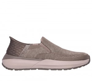 Men Skechers Slip-ins: Neville - Rovelo Slip On Shoes Taupe Brown USA | 7415-CLEUK