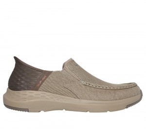 Men Skechers Slip-ins: Parson - Dewitt Canvas Shoes Taupe Brown USA | 3576-HRJEY