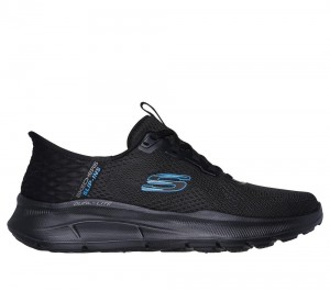 Men Skechers Slip-ins RF: Equalizer 5.0 - Standpoint Slip On Shoes Black / Blue USA | 6530-PSWJF