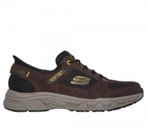 Men Skechers Slip-ins RF: Oak Canyon Slip On Shoes Brown / Black USA | 1763-YMLCH