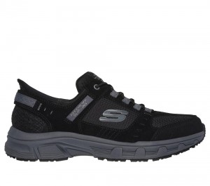 Men Skechers Slip-ins RF: Oak Canyon Slip On Shoes Black / Charcoal USA | 6901-BCSNA