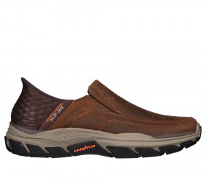 Men Skechers Slip-ins RF: Respected - Elgin Slip On Shoes Brown USA | 7109-OTUFR
