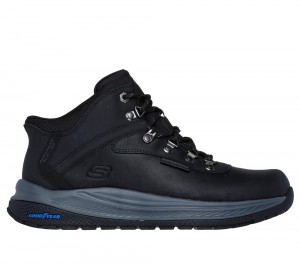 Men Skechers Slip-ins Relaxed Fit: Meroe - Pikeman Slip On Shoes Black USA | 6875-CVYZG