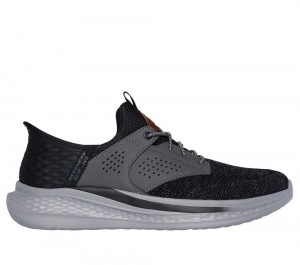 Men Skechers Slip-ins Relaxed Fit: Slade - Caster Slip On Shoes Black / Grey USA | 5291-AKQCW