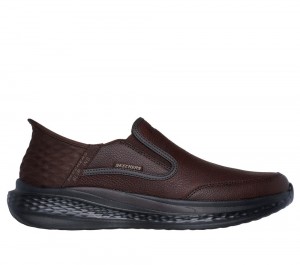 Men Skechers Slip-ins Relaxed Fit: Slade - Cooper Slip On Shoes Red / Brown USA | 0319-HZBWD
