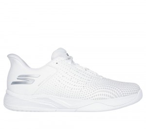 Men Skechers Slip-ins Relaxed Fit: Viper Court Reload Hands Free Slip Ins White USA | 2569-FJLMG
