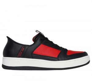 Men Skechers Slip-ins: Sport Court 92 - Distown Slip On Shoes Black / Red USA | 2563-PNHWR