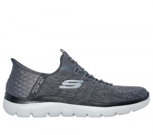 Men Skechers Slip-ins: Summits - Key Pace Slip On Shoes Charcoal / Black USA | 8120-JCFDQ