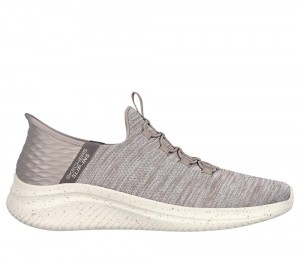 Men Skechers Slip-ins: Ultra Flex 3.0 - Right Away Hands Free Slip Ins Taupe Brown USA | 1039-JNFYX