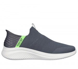 Men Skechers Slip-ins: Ultra Flex 3.0 - Viewpoint Sneakers Charcoal / Lime USA | 3061-RCHPJ