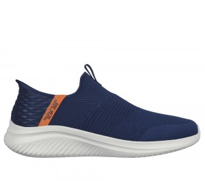 Men Skechers Slip-ins: Ultra Flex 3.0 - Viewpoint Slip On Shoes Navy / Orange USA | 3564-HCROZ