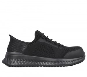 Men Skechers Slip-ins Work: Tilido - Fletchit Slip On Shoes Black USA | 6451-UDAHV