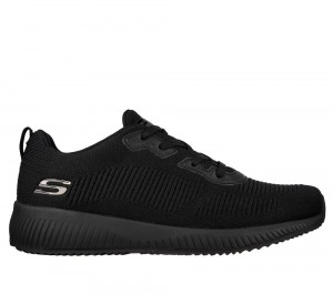 Men Skechers Squad Lace Up Black USA | 0253-IAVBW