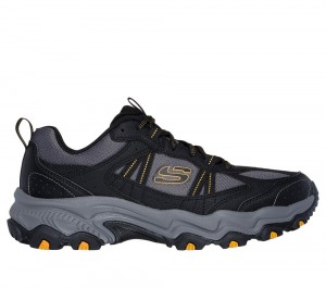 Men Skechers Stamina AT - Upper Stitch Lace Up Black / Charcoal USA | 3478-GXDMS