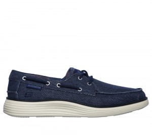 Men Skechers Status 2.0 - Lorano Slip On Shoes Navy USA | 4708-BGYWH