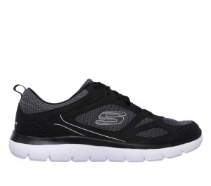 Men Skechers Summits - South Rim Lace Up Black / White USA | 8572-SZFYH