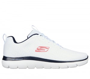 Men Skechers Summits - Torre Lace Up White / Navy USA | 5928-QSANB