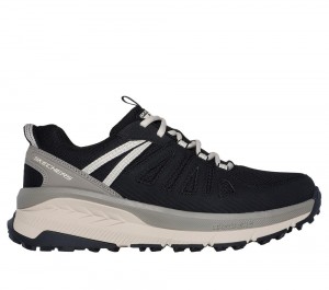 Men Skechers Switch Back - Venture Seeker Lace Up Black / Taupe USA | 2346-IRJMH