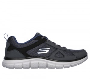 Men Skechers Track Lace Up Grey / Navy USA | 2063-NOHXR