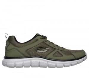 Men Skechers Track Lace Up Olive / Black USA | 4173-QVJEF
