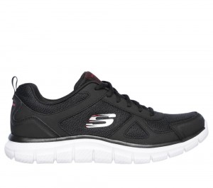 Men Skechers Track Sneakers Black / Red USA | 2653-SNXWD