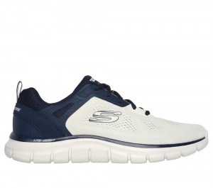 Men Skechers Track - Broader Lace Up Off White / Navy USA | 1853-ONFWQ