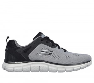Men Skechers Track - Broader Sneakers Grey / Black USA | 8469-SBGML