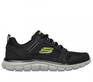 Men Skechers Track - Knockhill Lace Up Black / Lime USA | 4672-TJEBU