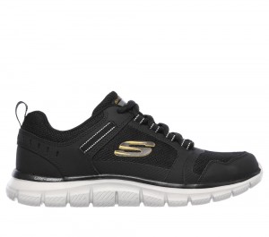 Men Skechers Track - Knockhill Lace Up Black / Gold USA | 2154-AUTEO